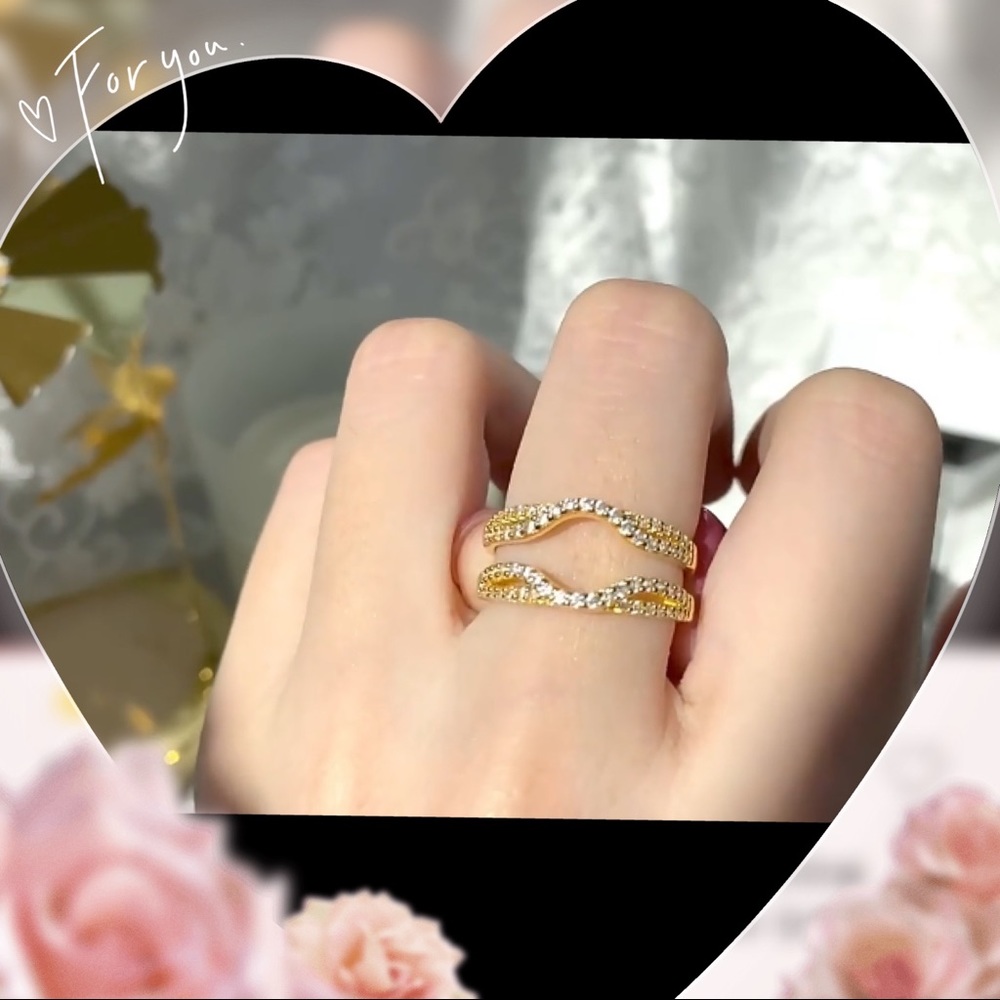 💖 Enhancer Wrap double Wedding Bands Promise vacation replacement bridal ring - Picture 6 of 7